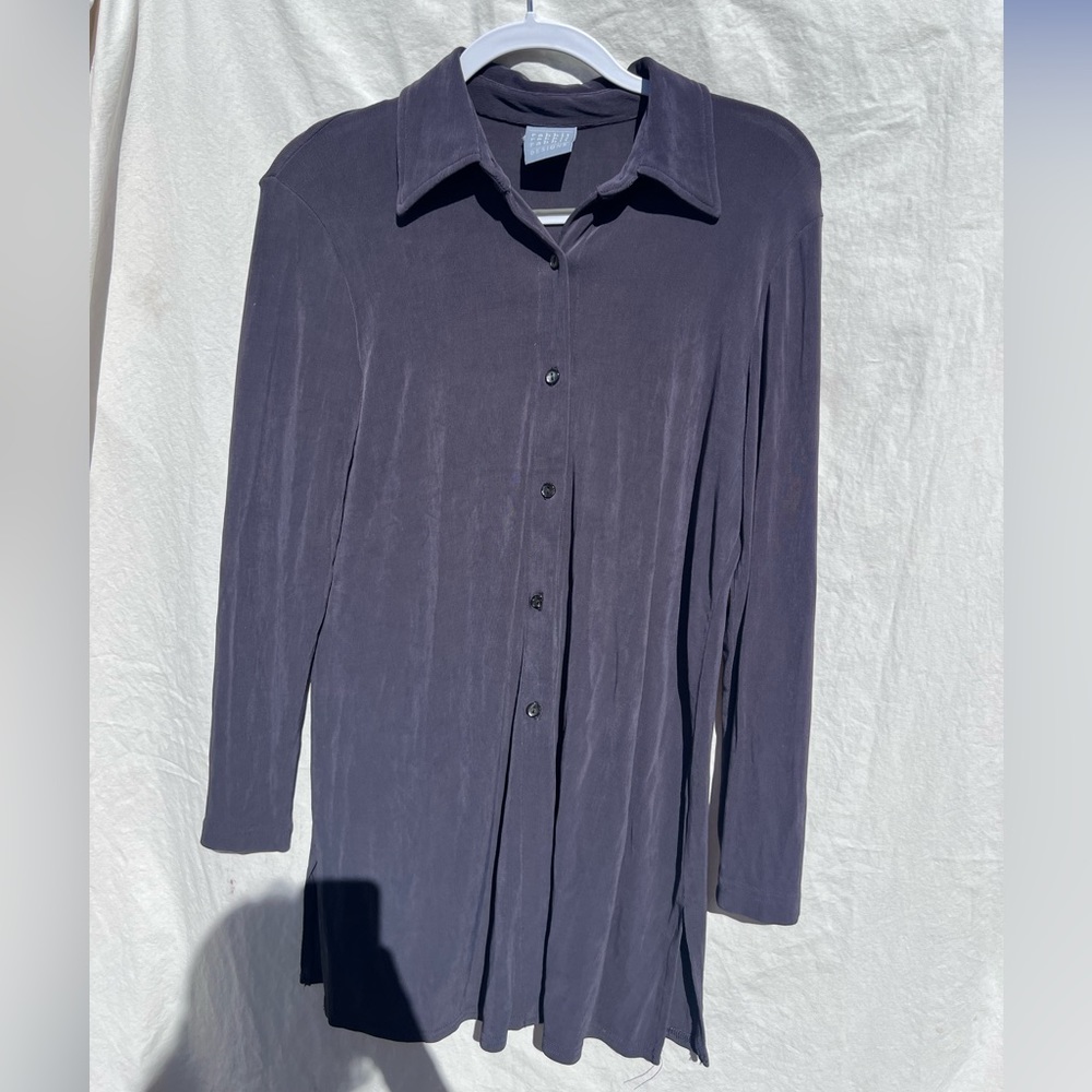 Gray long button up